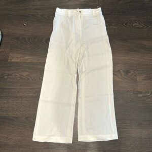 White linen wide leg pant